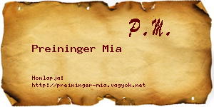 Preininger Mia névjegykártya